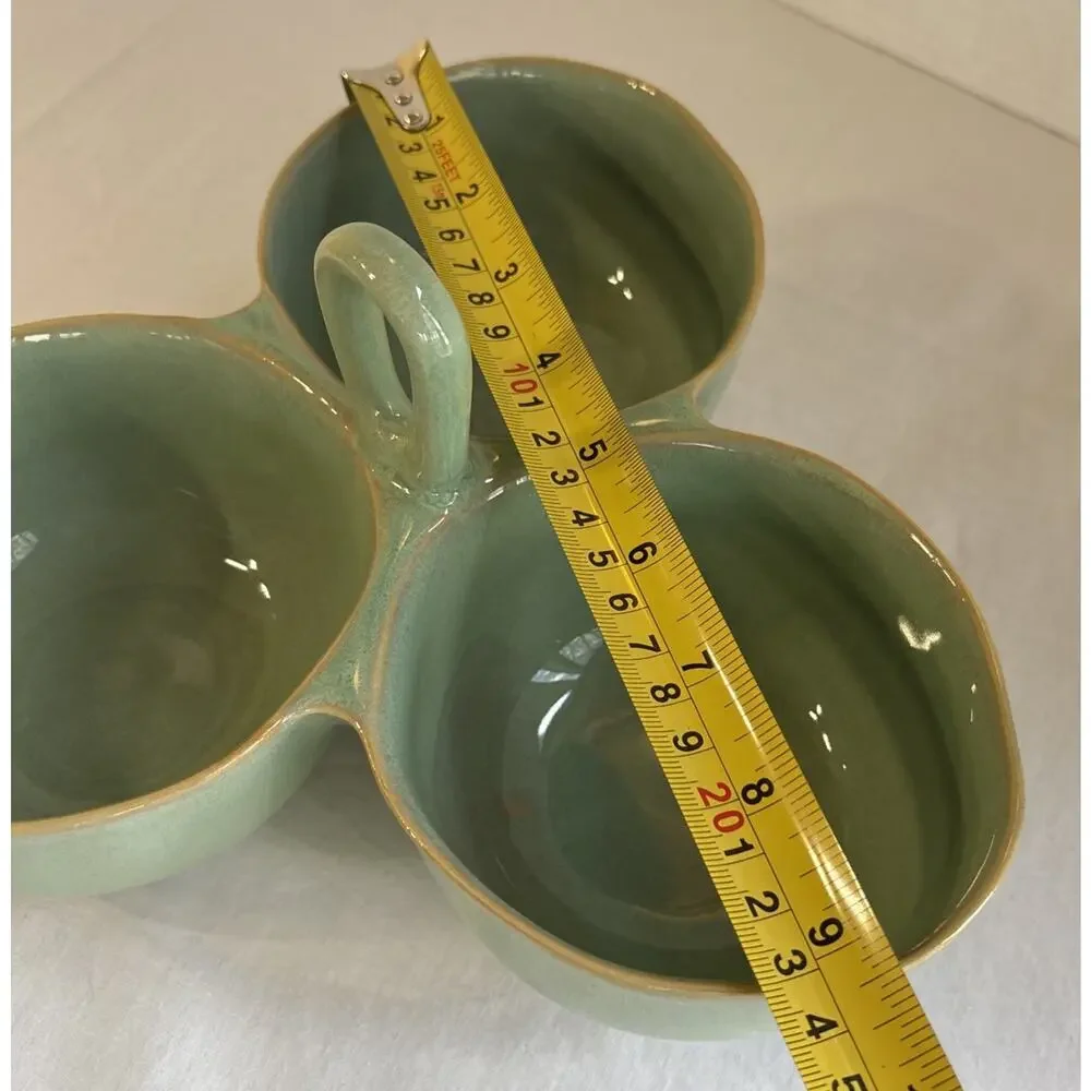Karen Neuburger 3 Part Condiment Server With Middle Handle Willow Collection - Picture 9 of 10